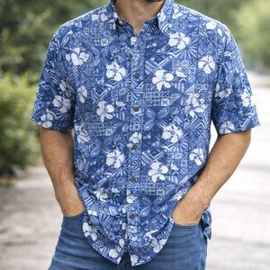 Tommy Bahama Mens XXL Hawaiian Aloha Shirt Floral Tropical Print Short Sleeve